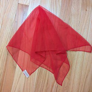 vintage 70s red hair neck scarf made in Japan sheer rolled hem 21" x 20.5"